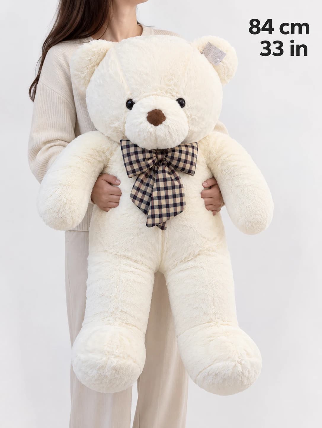 33" Cream Angora Teddy Bear (scale)