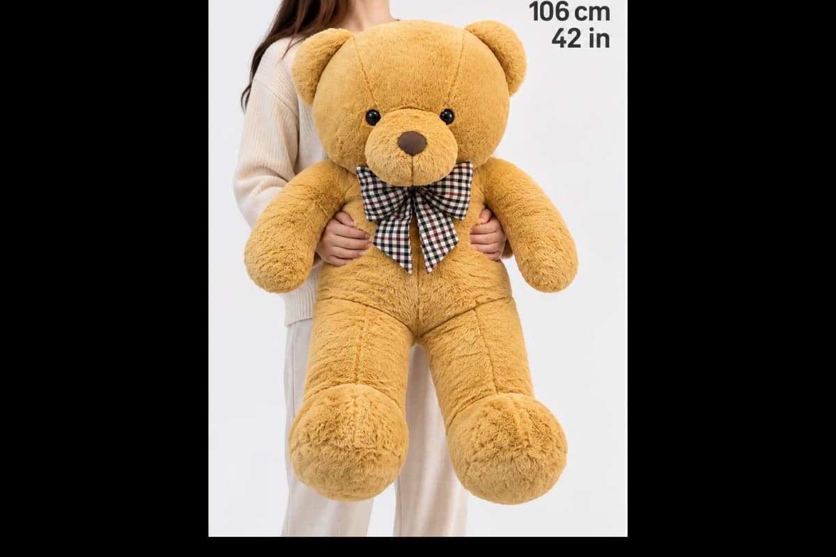42" Dark Brown Angora Teddy Bear (scale)