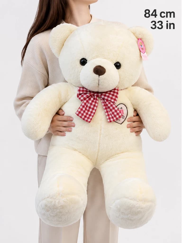 33" Cream Chest Patch Teddy Bear (scale)